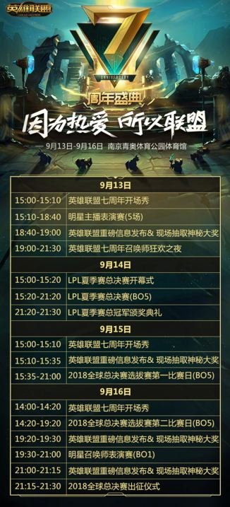 LOL7周年庆典节目有哪些 9月13日-16日LOL7周年庆典节目单 1