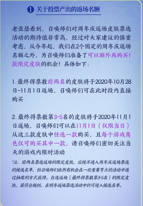 王者荣耀五周年限定返场皮肤有几个_投票规则流程分享